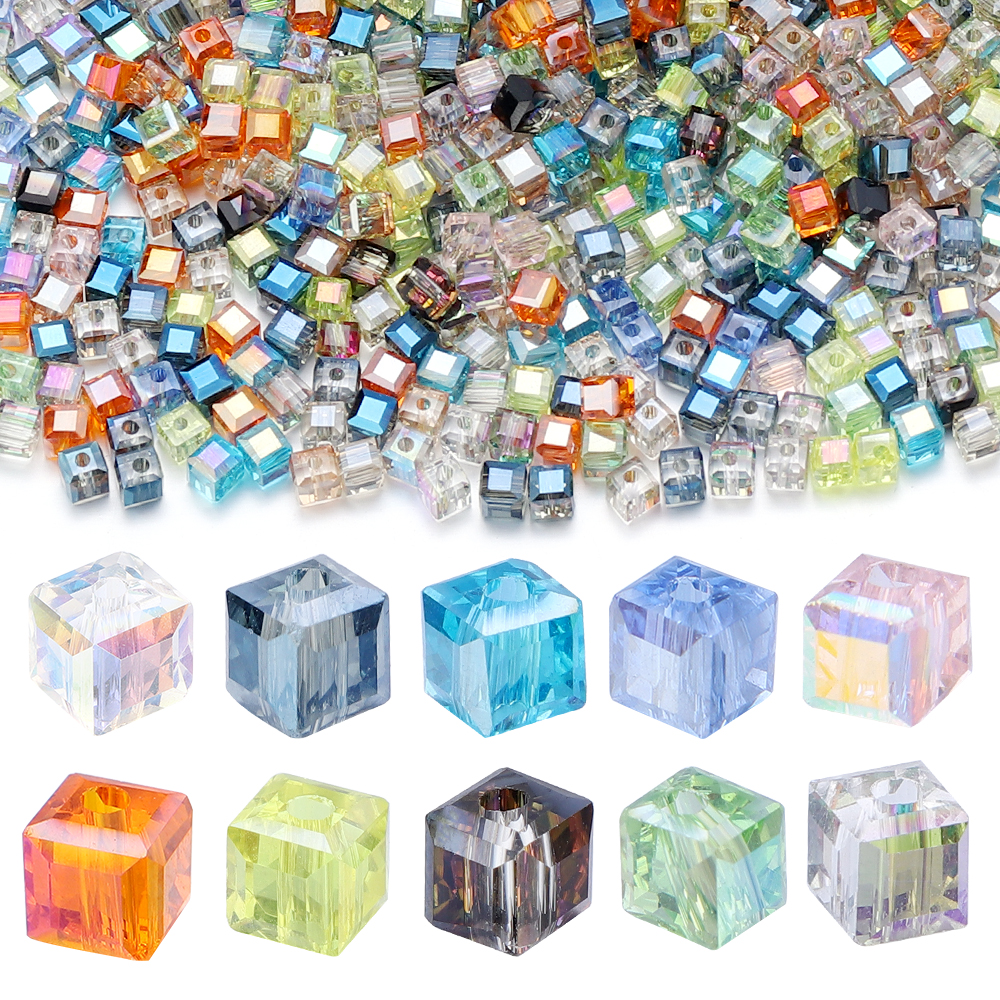 Crystal Bead Mix - 50pcs/lot Square Faceted Glass Crystal Beads