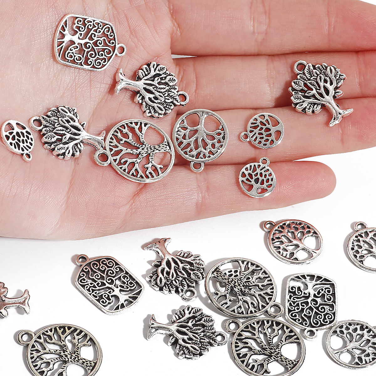 Jewelry Making Silver - Antique Silver Plated Connectors Beads Hollow