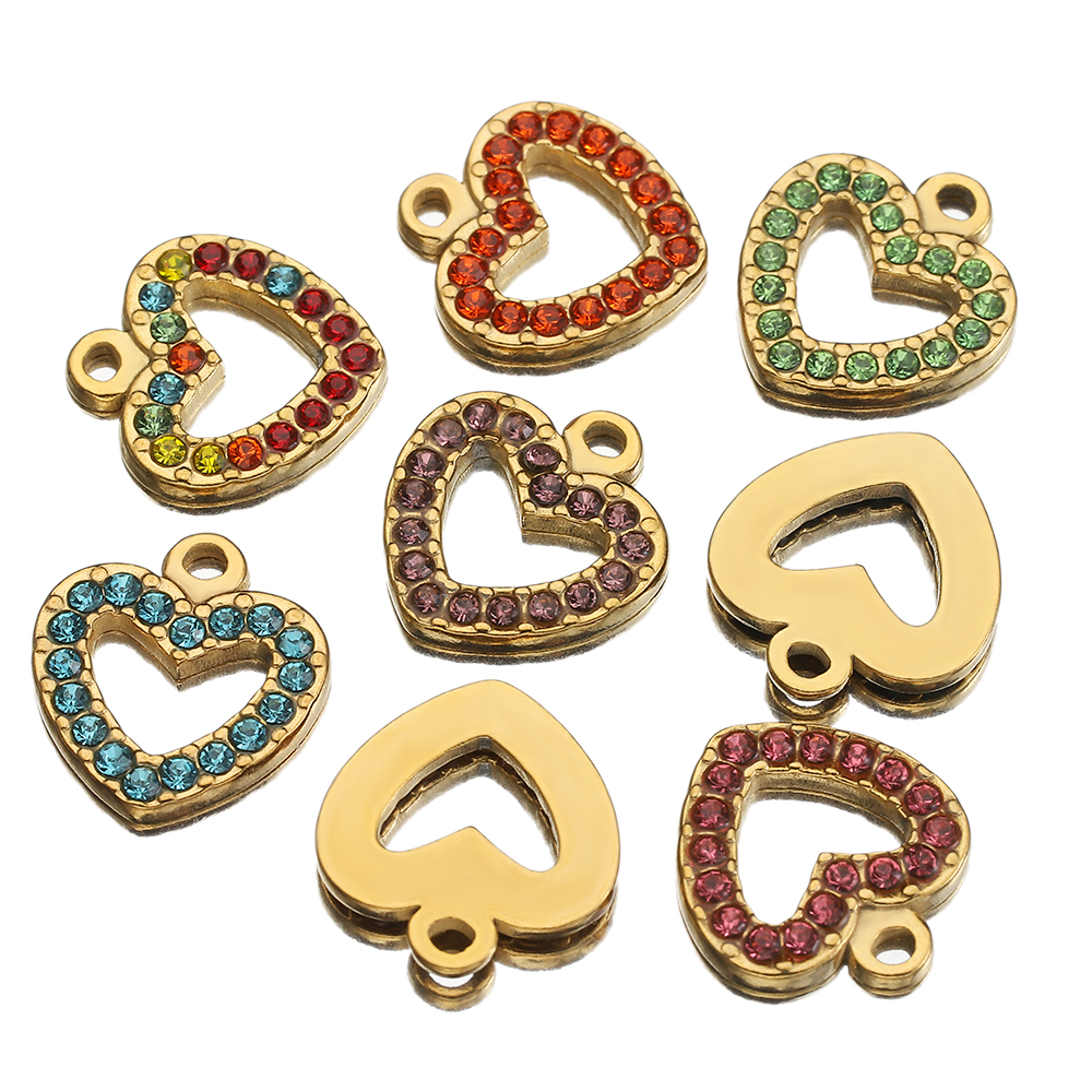 Crystal Bead Mix - 5pcs Mixed Stainless Steel Rhinestone Pendants
