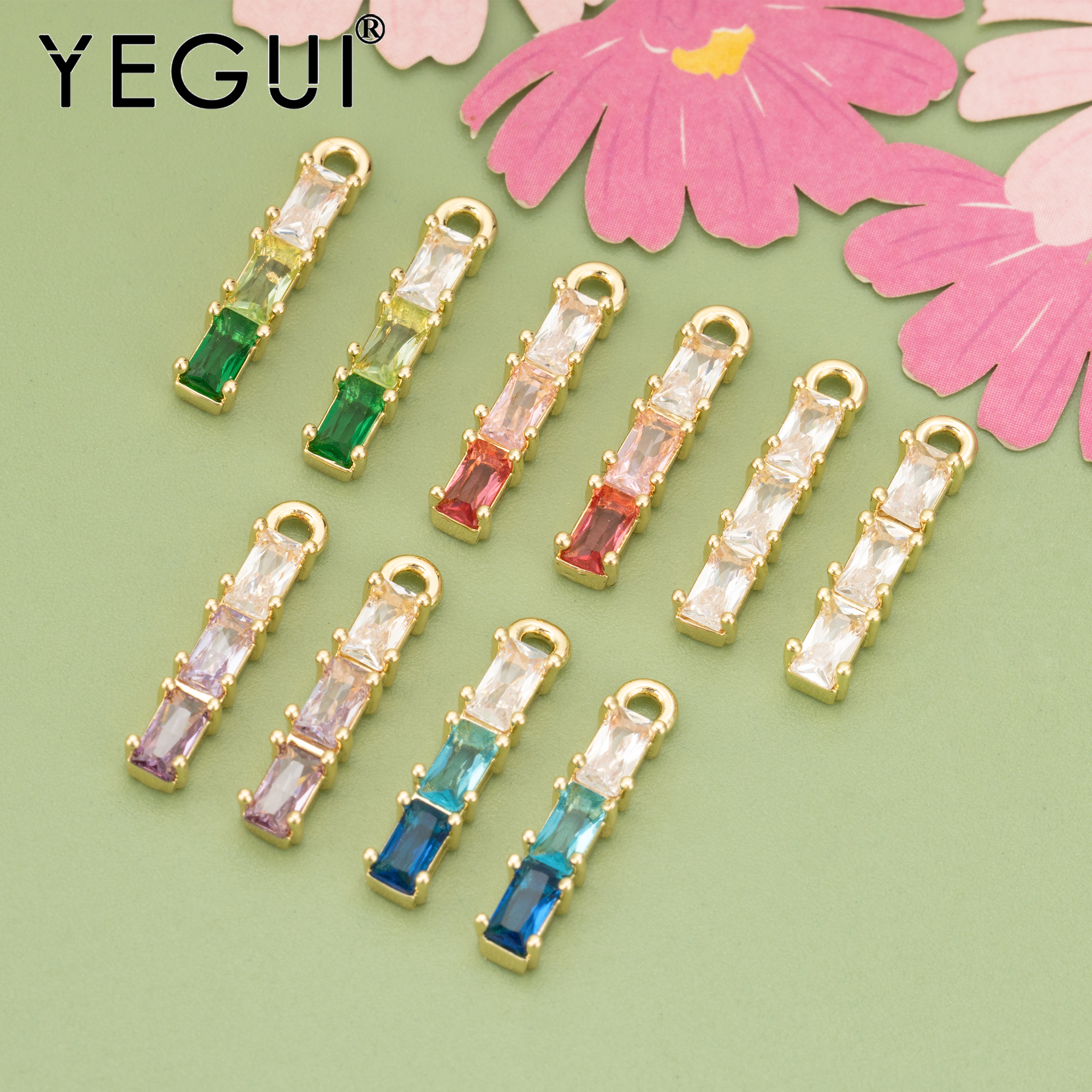 Jewelry Making Factory - YEGUI,6pcs/lot,MG09,jewelry accessories,18k gold rhodium plated,copper,zircons,hand made,charms,jewelry