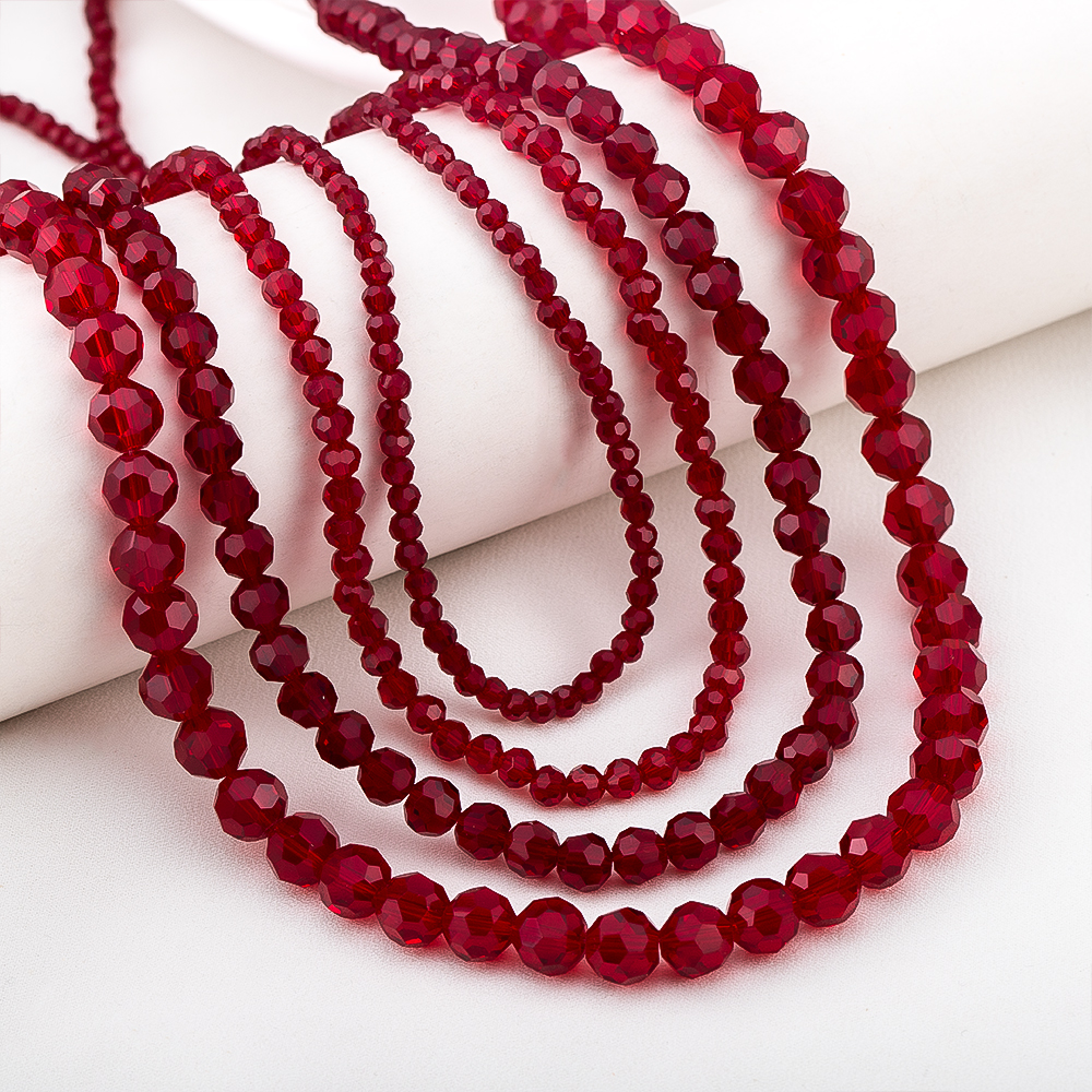 Crystal Bead Mix - 1strand/lot Red Faceted Crystal Beads Abacus