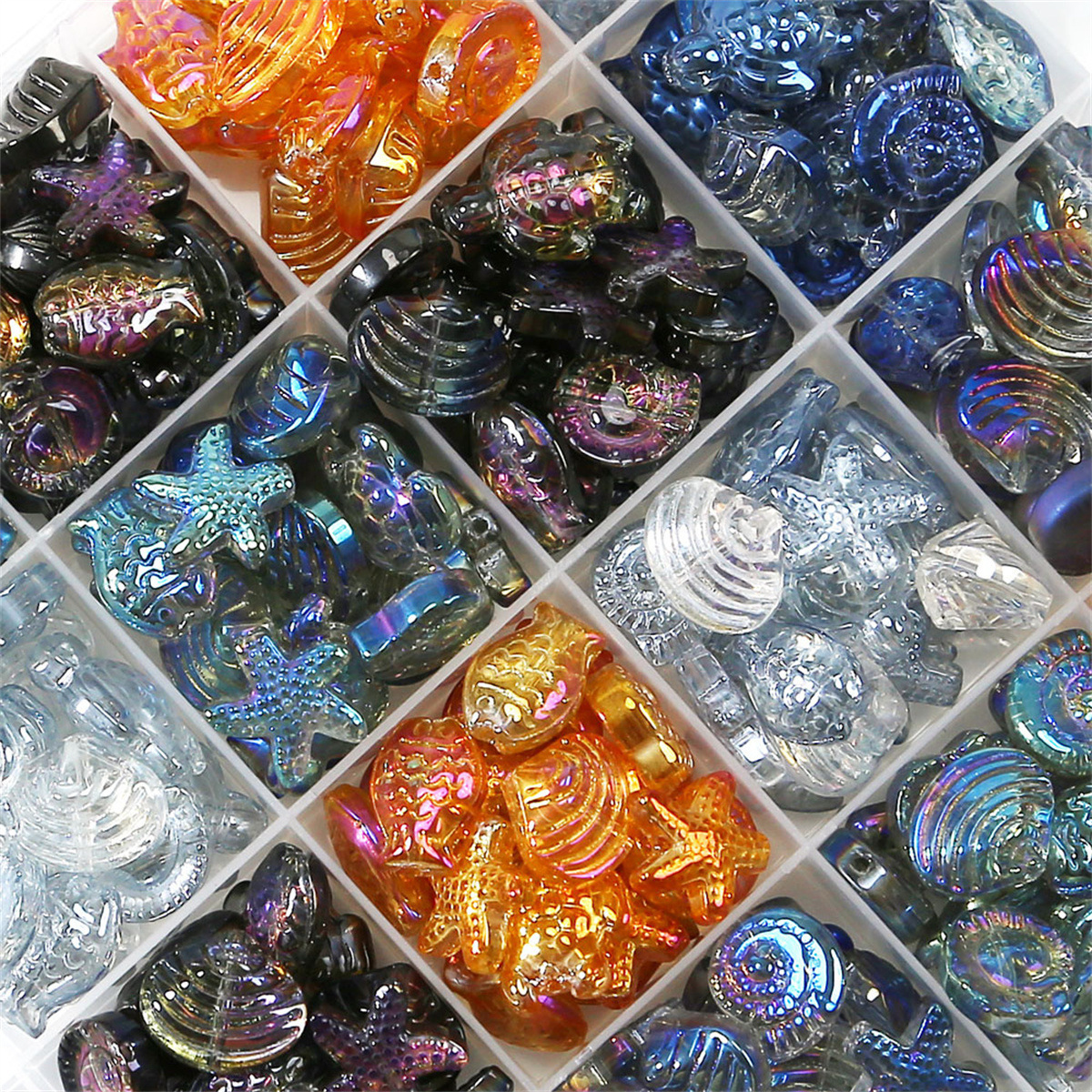 Crystal Bead Mix - Mixed Ocean Fish Shell Starfish Beads