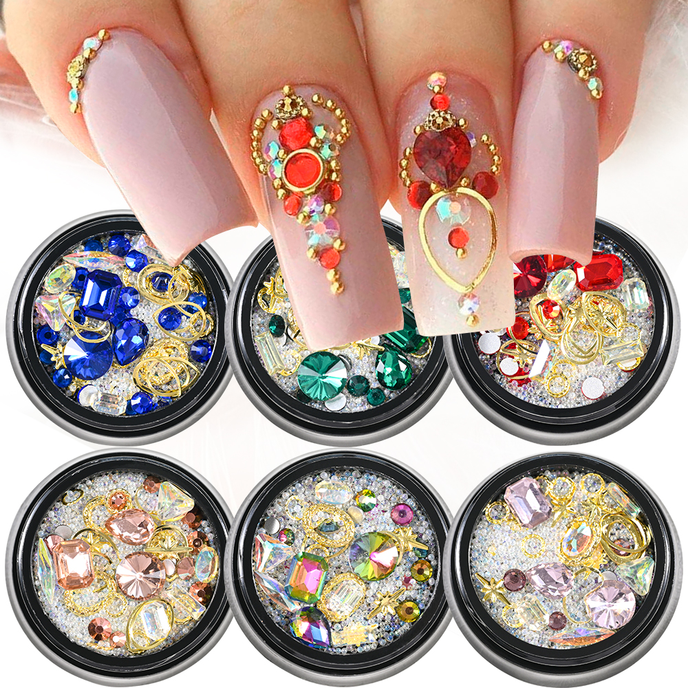 Crystal Bead Mix - 1 Box 3D Nail Rhinestones Series