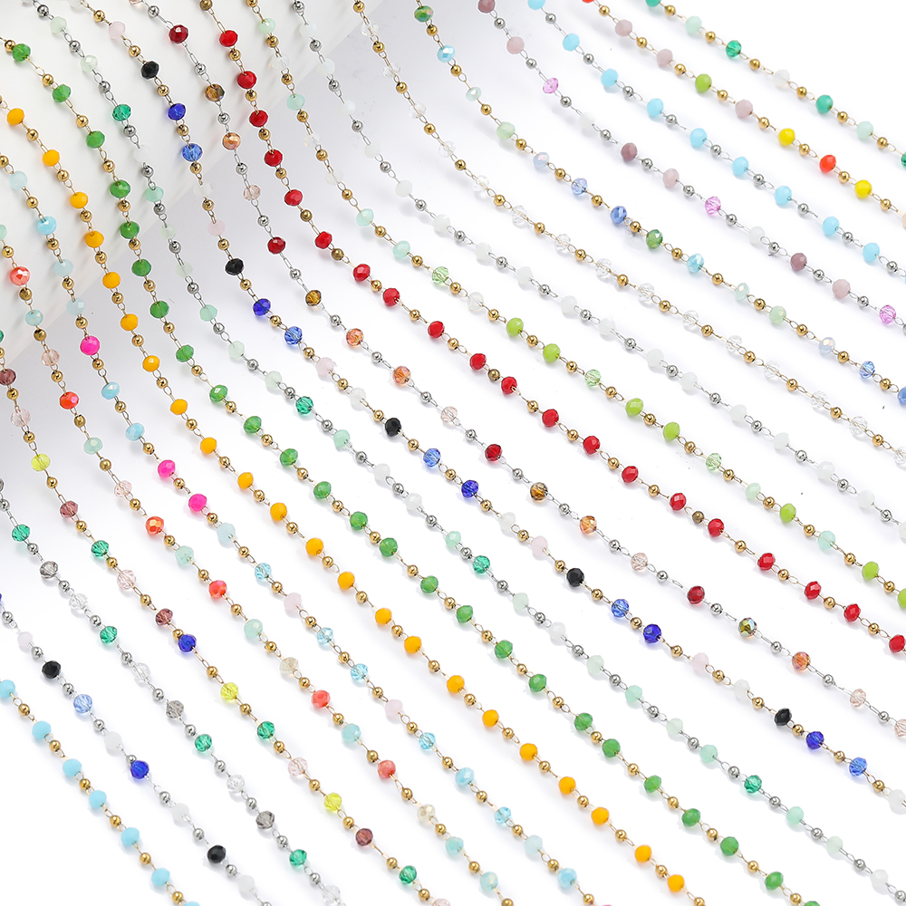 1Meter Stainless Steel Chains  – Crystal Bead Mix Bewertung und Preis