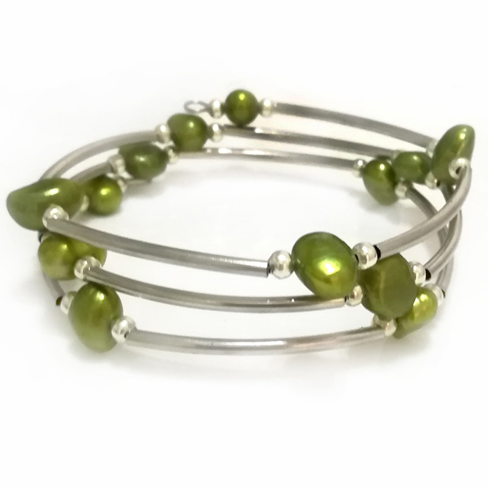 Wholesale 20 inches 8-9mm Oliv – Memory Wire Bracelet Bewertung und Preis