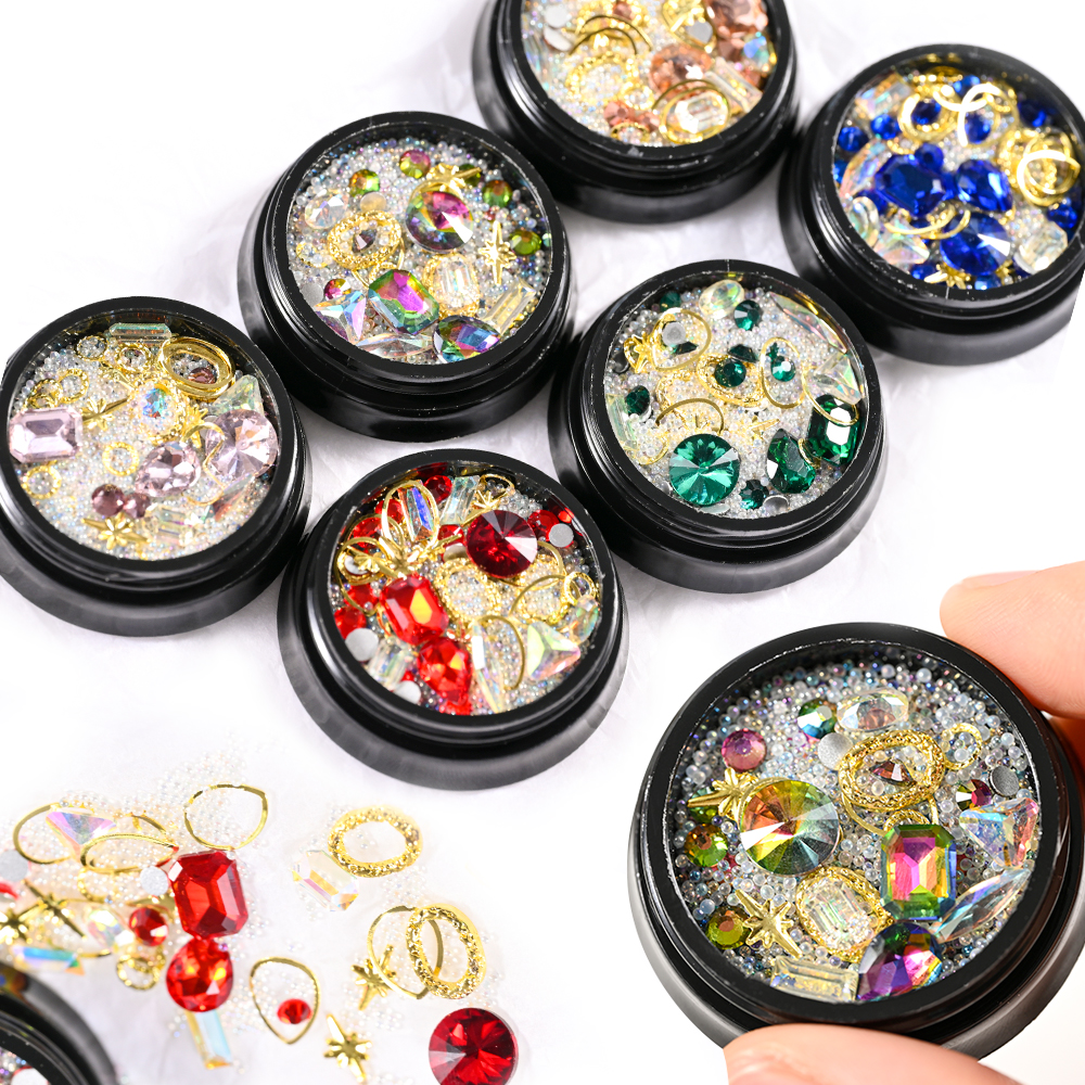 1 Box 3D Nail Rhinestones Seri – Crystal Bead Mix Bewertung und Preis